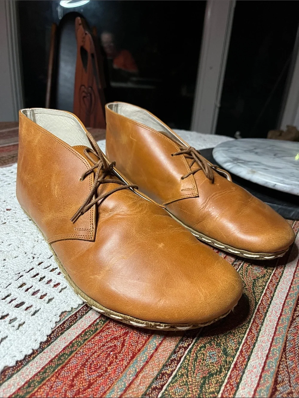 Earthing Harmony honey brown leather barefoot chukka boots wide toe box barefoot